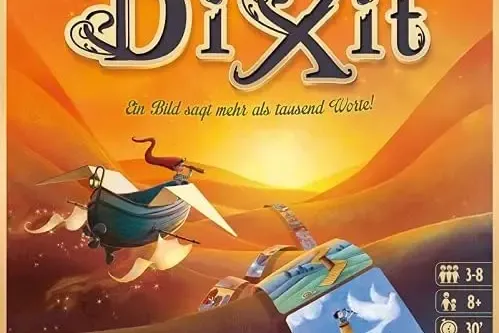 Der Karton des Spiels ist Orange. Es sind Sanddünen darauf gemalt. Ein Schiff mit Flügeln, fliegt auf der linken Hälfte über die Dünen. Auf der rechten Hälfte des Kartons ist ein Weg, der über die Dünen führt. Der Weg ist aus verschieden Spielkarten geleg